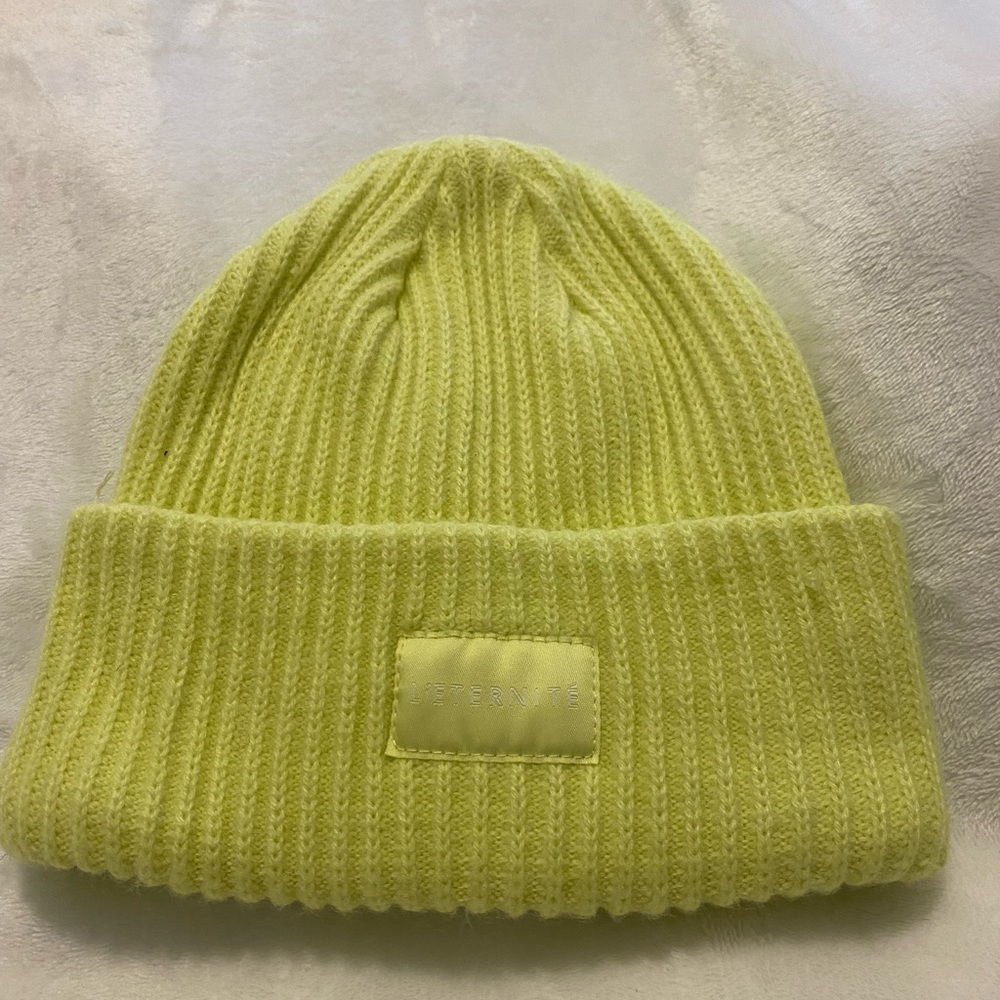 neon yellow winter hat